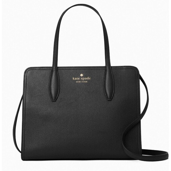 New Kate Spade Rowe Medium Top Zip Satchel in Pebble Leather Black - Picture 1 of 4